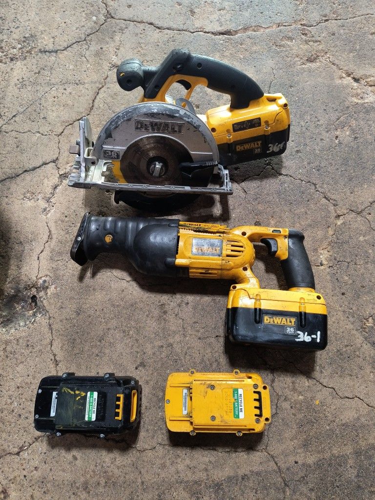 36 Volt Sawzall, 7-1/4 Circular Saw, 5 Batteries And Charger