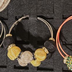 Handmade Pearl Chain Hoop Dangle Earrings 