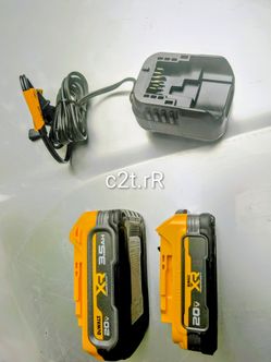 Two dewalt batteries and charger