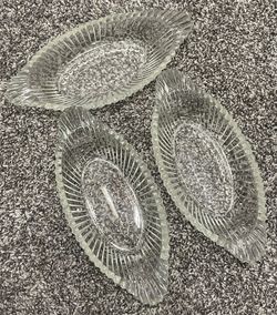 Lot of 3 Vintage Jeanette Banana Split Boats or Sundae Dishes-Ribbed- Great Condition