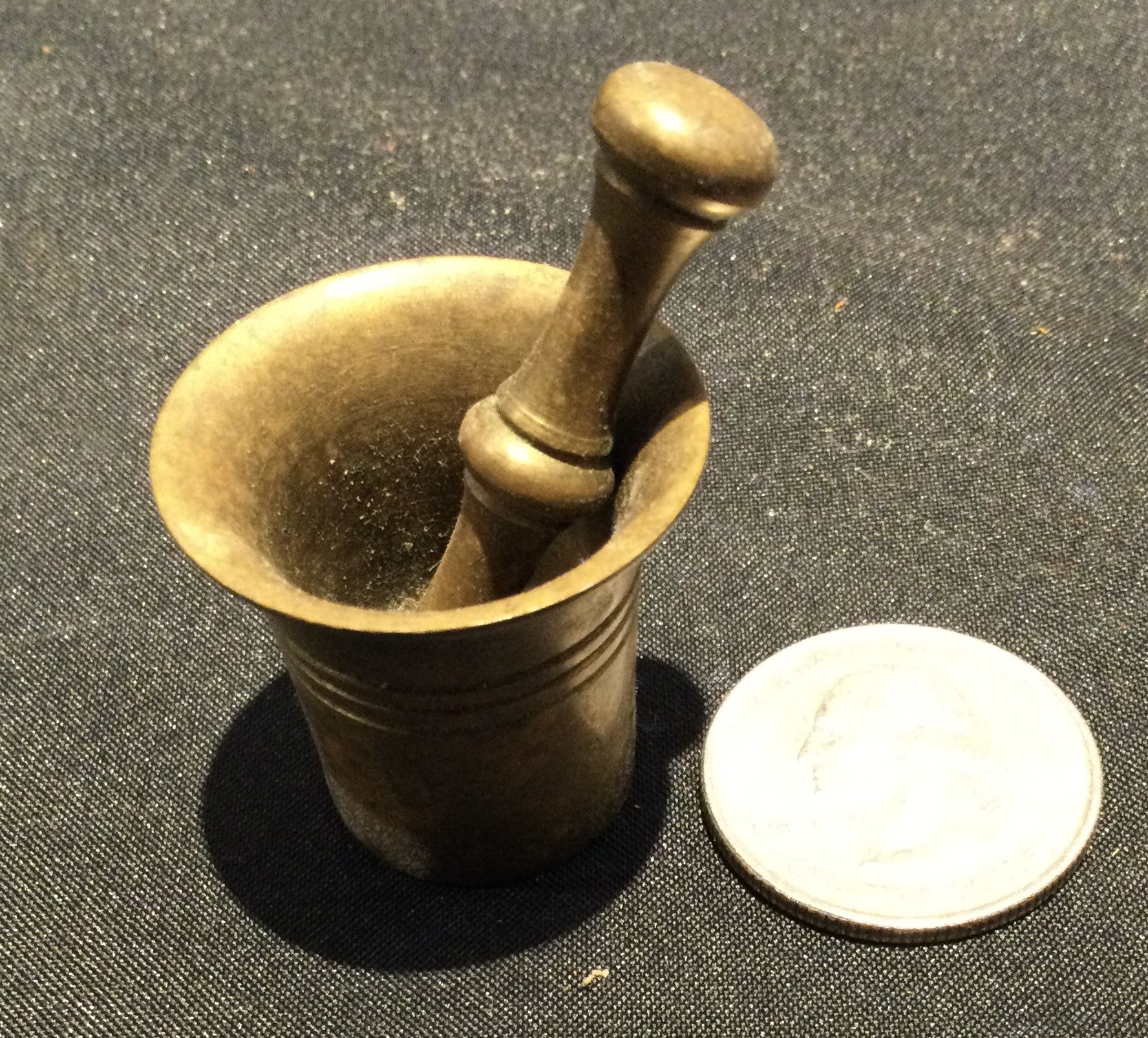 Mini Brass Mortar & Pestle Vintage Apothecary Pharmacy Medicine Collectible Kitchen Herb Spice Grinder Pill Crusher