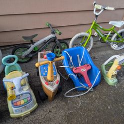 FREE WEATHERED toddler outdoor toys and kid bikes