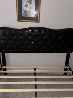 Queen leather bed frame / headboard for sell in perfect condition