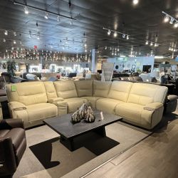 Beige 6pc Power Reclining Sectional