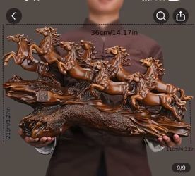 Eight Horses Running Resin Sculpture