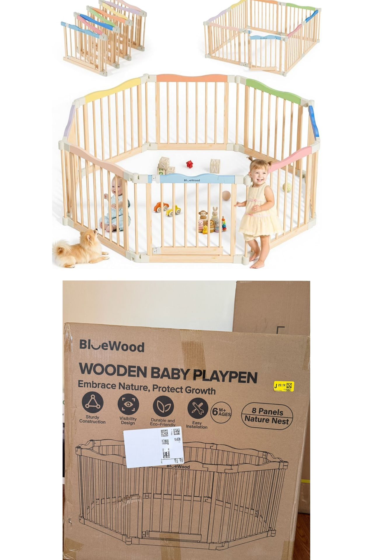 🪵✨ Wooden Foldable Baby Playpen — BRAND NEW! ✨🪵