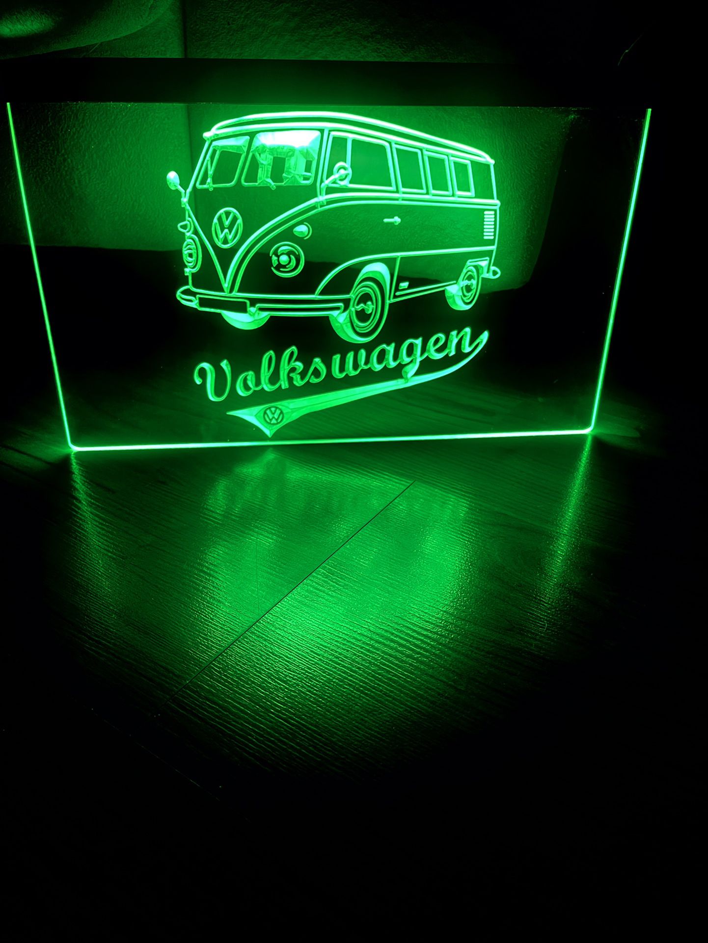 VW VOLKSWAGEN BUS LED NEON GREEN LIGHT SIGN 8x12