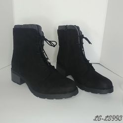 Black Lace Up Women Boots Size 10