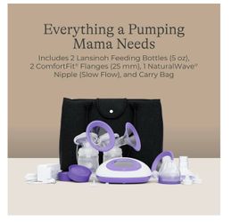 New Lansinoh Double Electric Breast Pump with Accessories