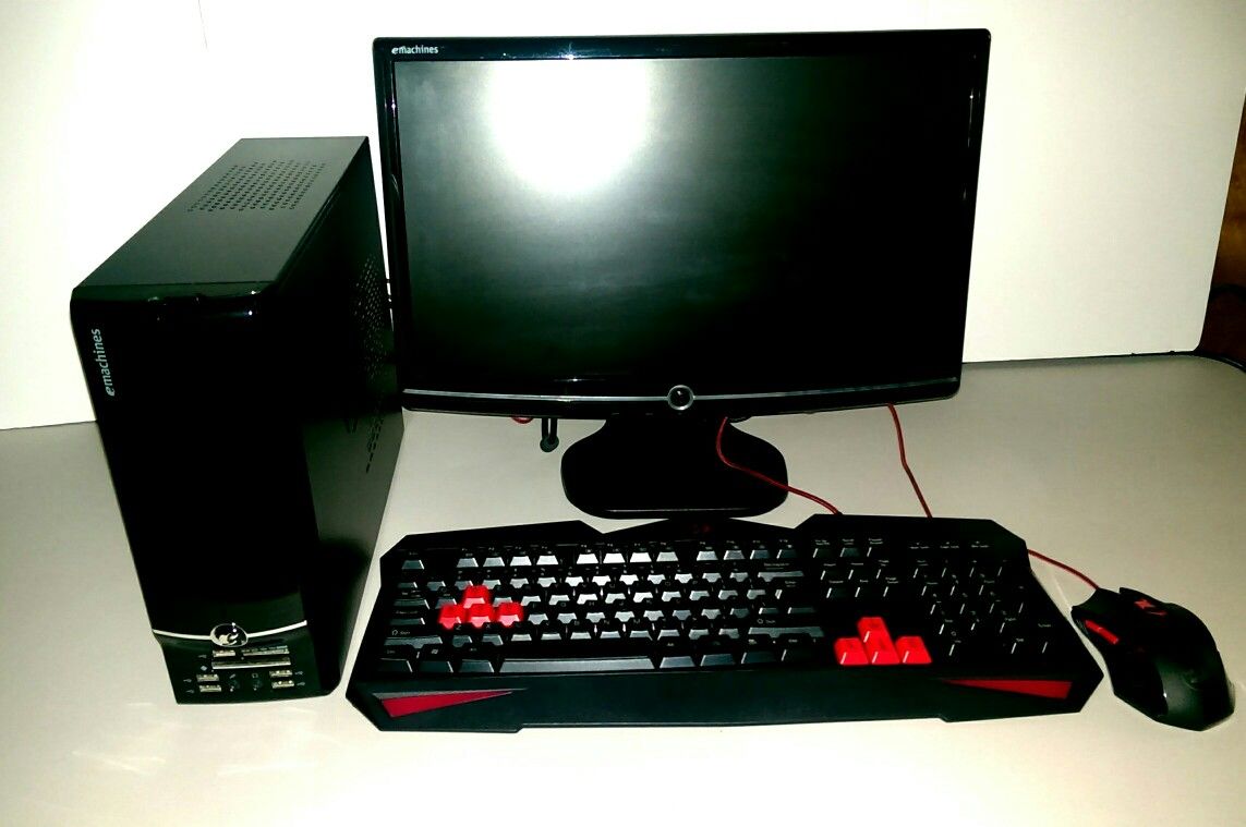 Back to school special refurbished and upgraded eMachine mini desktop system with gaming keyboard set and retro games