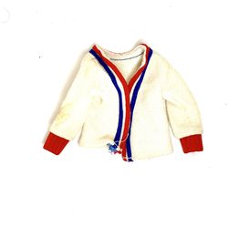 Cream Color with Red & Blue Trim Sweater from Vintage 1962 Mattel “Time for Tennis #790”
