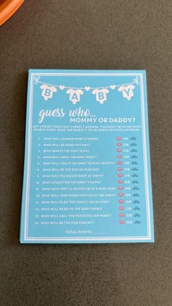 Baby shower quiz game