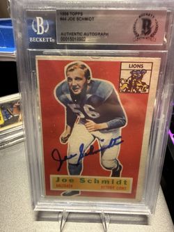 Joe Schmidt Signed 1956 Topps Rookie Card  Beckett Authenticated