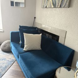Blue Velvet Modular Sectional Couch – Snaps Together