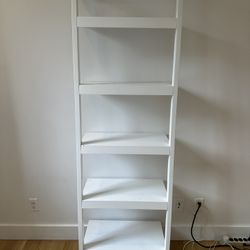 White Leaning Bookshelf (Amazing Condition)(Crate & Barrel)