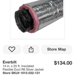 Everbilt 14x45 Insulated Flexible Duct Silver Jacket