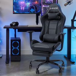 😀 Homall Gaming Chair Massage Computer Office Chair Ergonomic Desk Chair with Footrest Racing Executive Swivel Chair Adjustable Rolling Task Chair (B