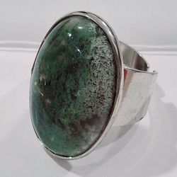 Vintage Moss Agate Ring Jewelry, 1.25"x0.85"