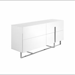 Modern White Gloss Dresser with Chrome Base