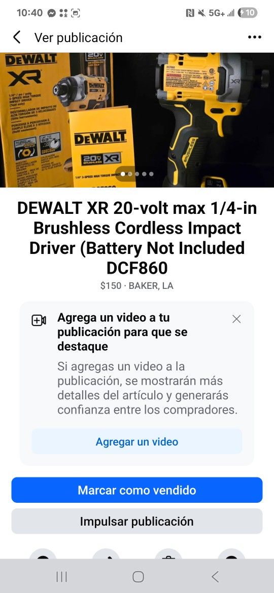 DEWALT XR 20-volt max 1/4-in Brushless Cordless Impact Driver (Battery Not Included and Charger Not Included)