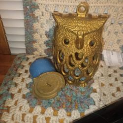 Vintage Brass Owl Candle /Lantern