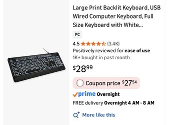 Large Print Backlit Keyboard