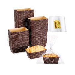 100 Pcs Mini Disposable Loaf Pan with Clear Bread Bags, 3.1”x1.5”x1.7” NEW!! NIB