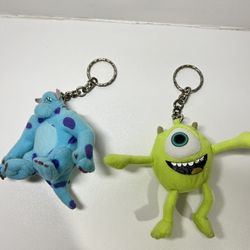 Kraft Disney Pixar Monsters Inc. Plush Sully Keychain Vintage 2 pieces 