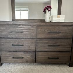 Espresso 6 Drawer Bedroom Dresser with removable mirror