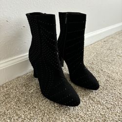 Black Stud Heel Boots