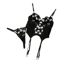 Halloween skull and crossbones themed lingerie