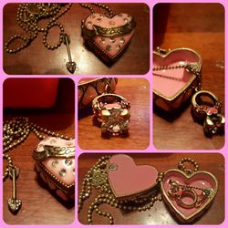 Love heart locket with small diamond ring in locket