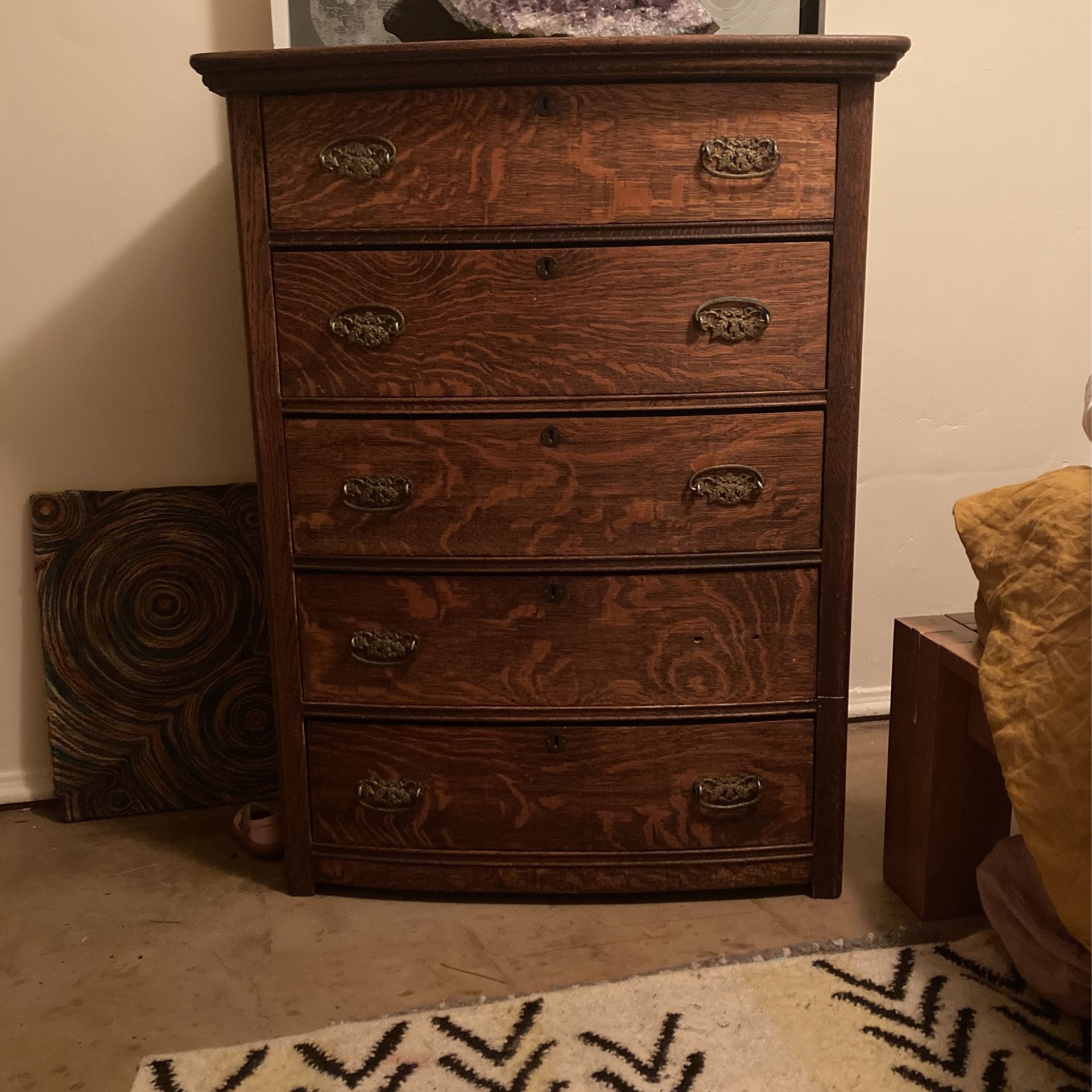 Antique 5 Drawer Tall Dresser 