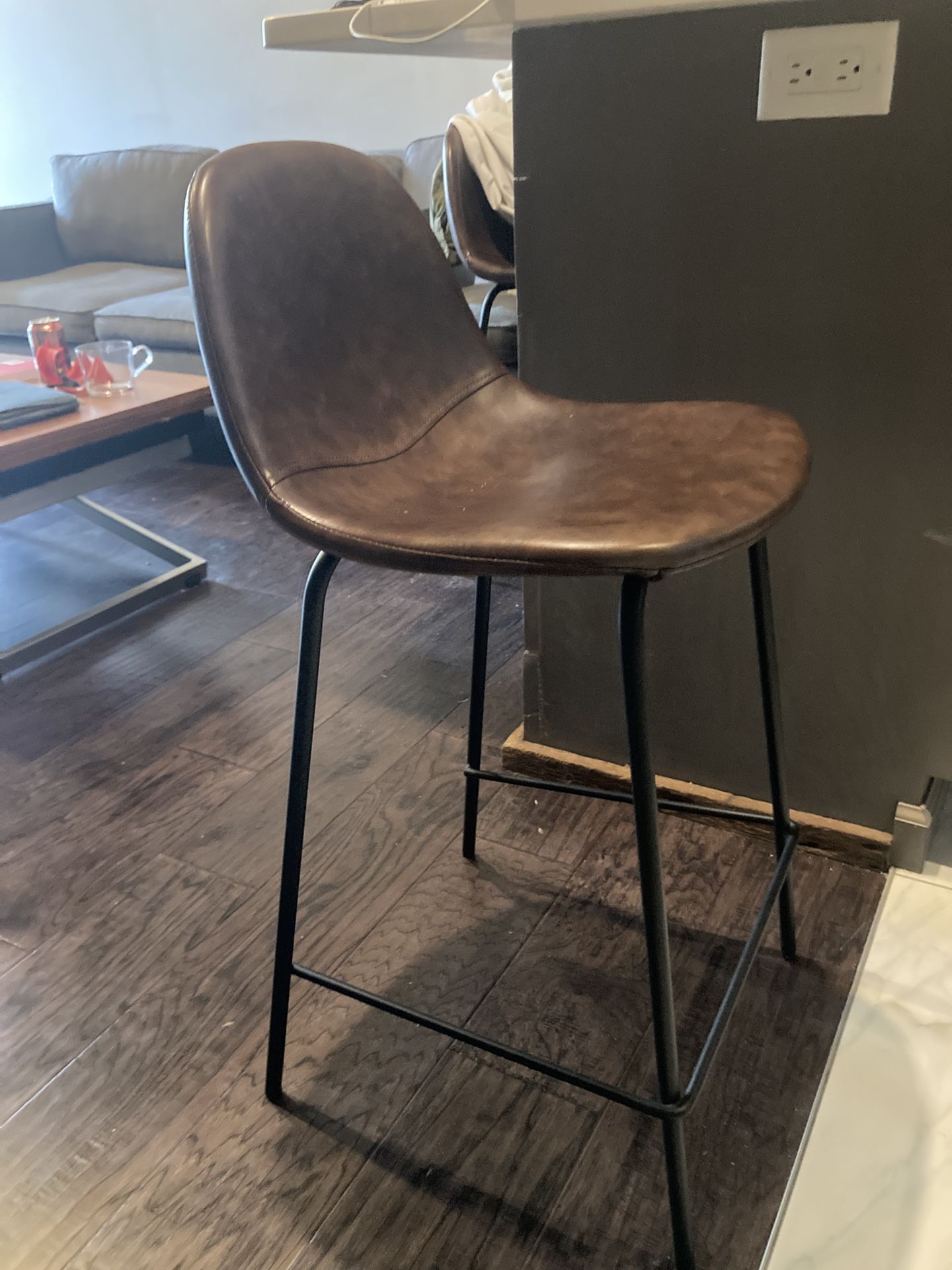 Leather Upholstered Barstools (Set Of 3)