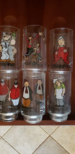 Popeye Drinking Glasses, Vintage