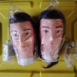 2 100% Real Hair Male Mannequin Training Heads