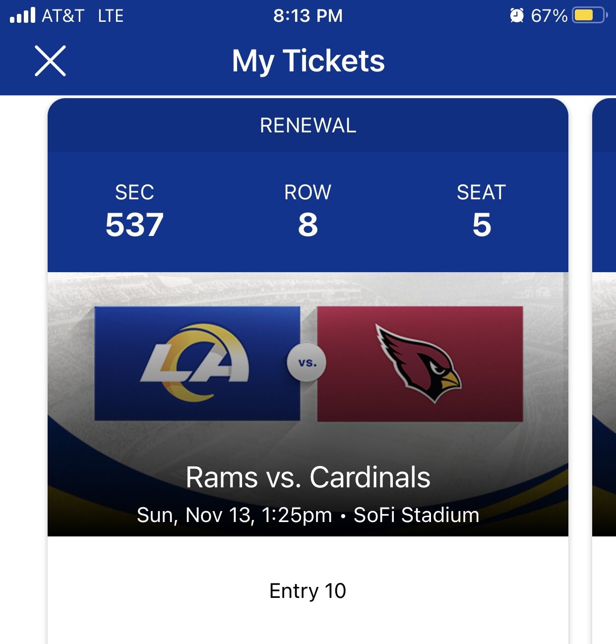 LA Rams vs Arizona Cardinals 4 Tickets