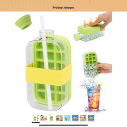 NEW      2-in-1 Pink Ice Cube Tray + Bottle Combo