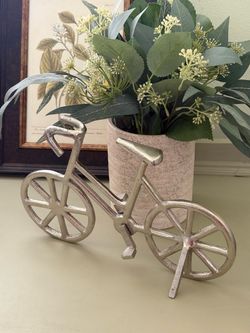 Silver Decorative Bicycle Sculpture for Home Accents