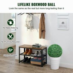 VEVOR Artificial Topiaries Boxwood Trees, 16' Tall (2 Pieces), Ball-Shape Faux Topiaries Plant, All-year Green Feaux Plant Decorative Balls for Backya