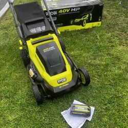 RYOBI LAWN MOWER  40V HP Brushless 20 in. Cordless Electric Battery Walk Behind Self-Propelled Lawn Mower with Battery and Charger