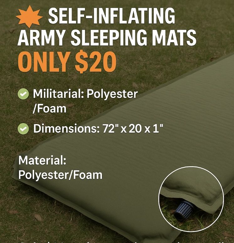  Real Army Surplus Self-Inflating Mats( pre owned ) – Just $20! 🪖