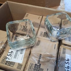 Set Of 16 Square Vases Votive Candleholder Libbey 5559