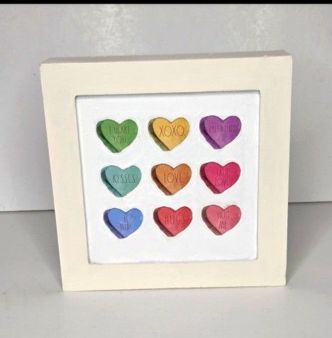 Rae Dunn Valentine's Day Conversation Colorful Hearts Wall Or Tabletop Decor