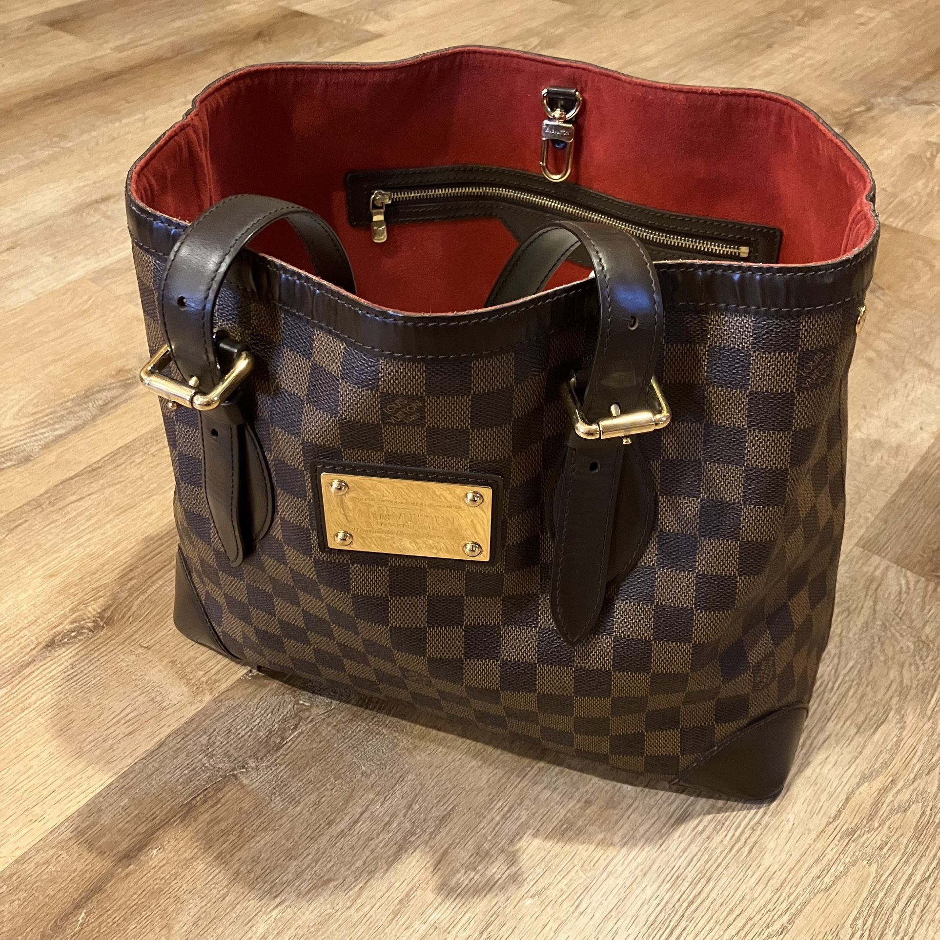 Louis Vuitton Hampstead MM Damier Ebene Canvas Brown Tote Shoulder Bag CLEAN