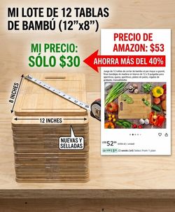 12. Tablas de Bambú para Picar (12" x 8")