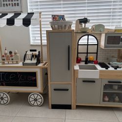 Kitchenette, Fridge And Cart For Kids