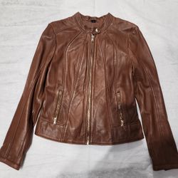 Guess Genuine Leather Moto Jacket Size M