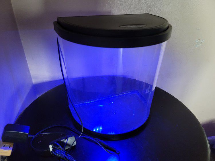 Top Fin Half Moon Aquarium 3.5 Gallon With Color Changing LED Lights 