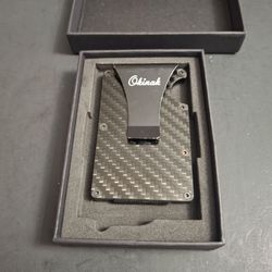 Carbon Fiber Stainless Steel Credit Card Holder RFID Blocking Metal Wallet With Money Clip